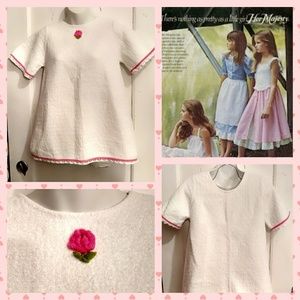 VTG Little Girl's White/Pink Terrycloth Dress 10